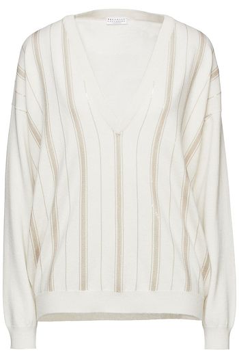 BRUNELLO CUCINELLI Kaschmirpullover mit Verzierung und Streifen