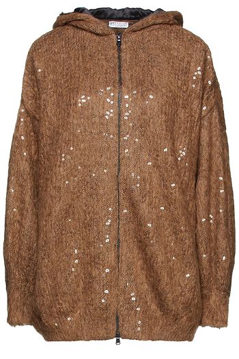 BRUNELLO CUCINELLI Oversized embellished brushed knitted hoodie