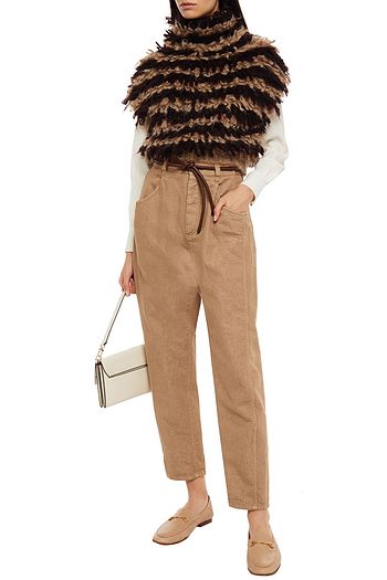 BRUNELLO CUCINELLI Striped bouclé-knit mohair-blend top