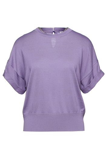 BRUNELLO CUCINELLI Bead-embellished wool and cashmere-blend top