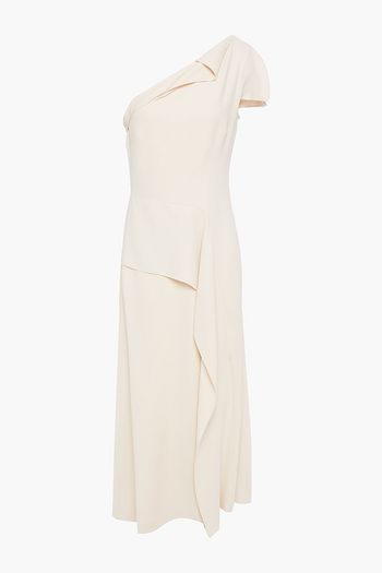 ROLAND MOURET Tanum one-shoulder draped crepe midi dress