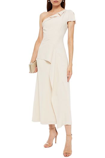 ROLAND MOURET Tanum one-shoulder draped crepe midi dress