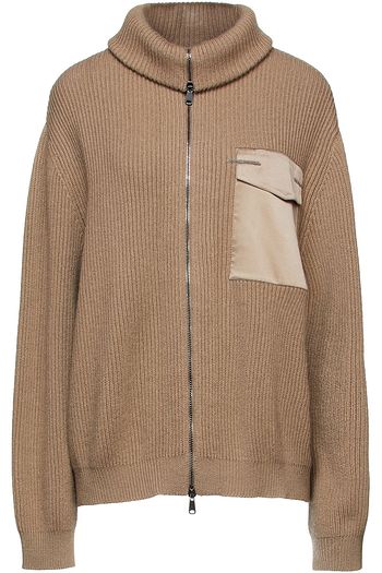 BRUNELLO CUCINELLI Satin-trimmed embellished ribbed cashmere cardigan