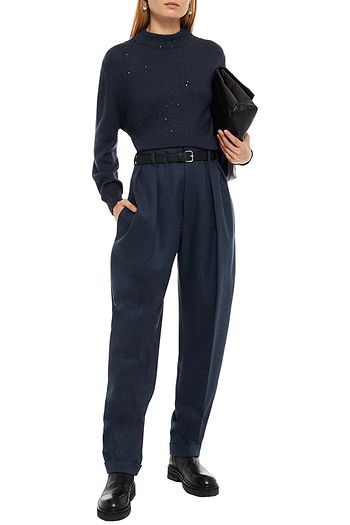 BRUNELLO CUCINELLI Sequin-embellished cashmere and silk-blend sweater