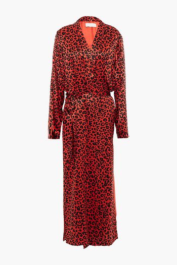 MICHELLE MASON Leopard-print silk-satin robe