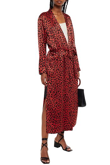 MICHELLE MASON Leopard-print silk-satin robe