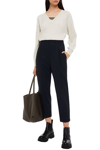 BRUNELLO CUCINELLI Bead-embellished ribbed cashmere sweater