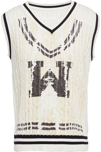 MAISON MARGIELA Distressed printed cable-knit cotton vest