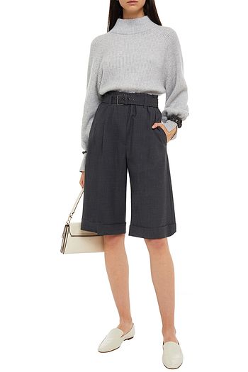 BRUNELLO CUCINELLI Bead-embellished mélange ribbed cashmere sweater