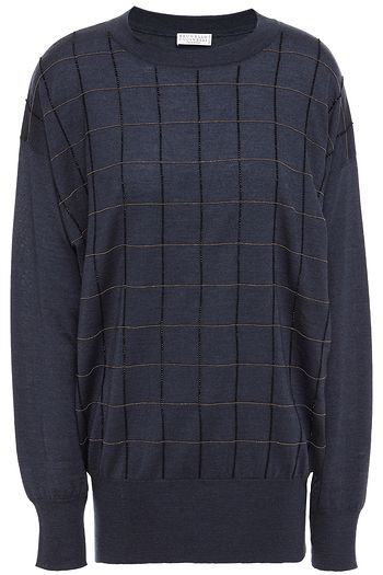 BRUNELLO CUCINELLI Bead-embellished cashmere and silk-blend sweater