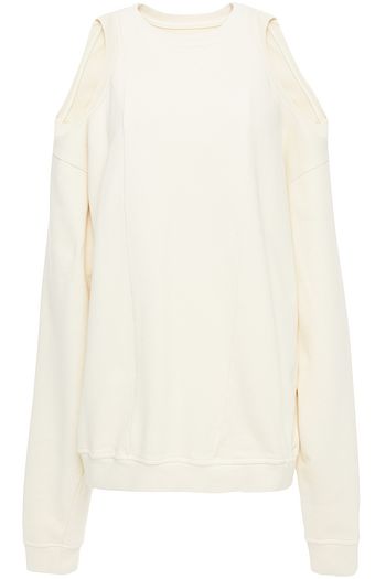 MAISON MARGIELA Convertible cold-shoulder French cotton-terry sweatshirt