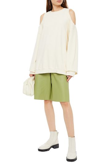 MAISON MARGIELA Convertible cold-shoulder French cotton-terry sweatshirt
