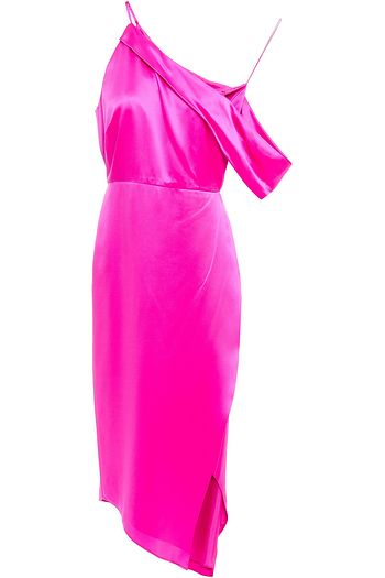 MICHELLE MASON Wrap-effect off-the-shoulder silk-satin midi dress