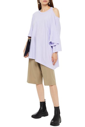 MAISON MARGIELA Oversized cutout draped cotton-jersey top