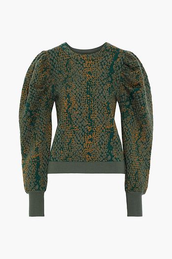 ULLA JOHNSON Gemma geraffter Pullover aus Jacquard-Strick aus Wolle