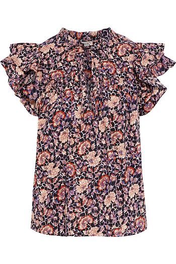 ULLA JOHNSON Gabi ruffled floral-print cotton-blend top