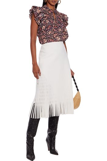 ULLA JOHNSON Gabi ruffled floral-print cotton-blend top