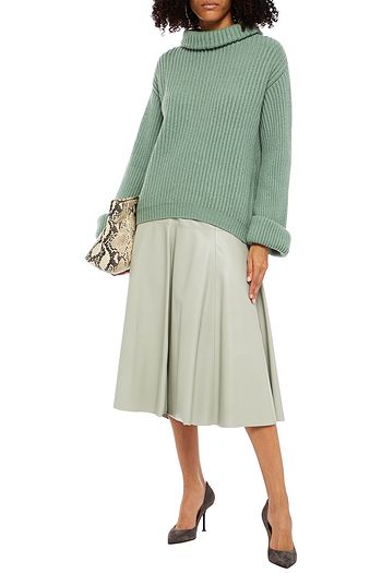 BRUNELLO CUCINELLI Bead-embellished ribbed cashmere turtleneck sweater