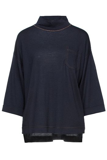 BRUNELLO CUCINELLI Bead-embellished wool and cashmere-blend top