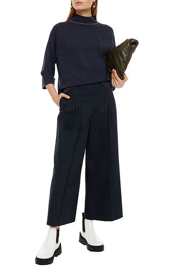BRUNELLO CUCINELLI Bead-embellished wool and cashmere-blend top