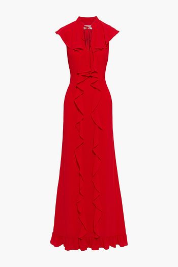 MIKAEL AGHAL Ruffled crepe de chine gown