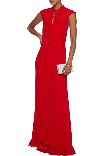 MIKAEL AGHAL Ruffled crepe de chine gown