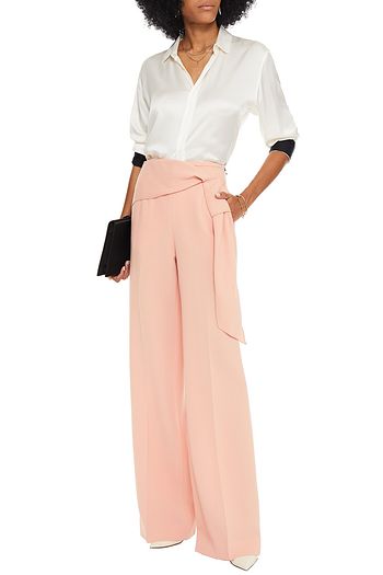 ROLAND MOURET Sherbrooke draped wool-crepe wide-leg pants