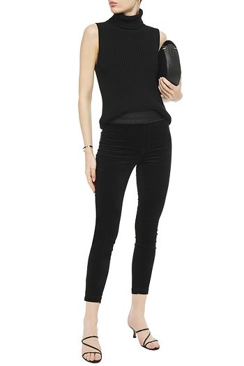 J BRAND Metallic-trimmed cotton-blend velvet leggings