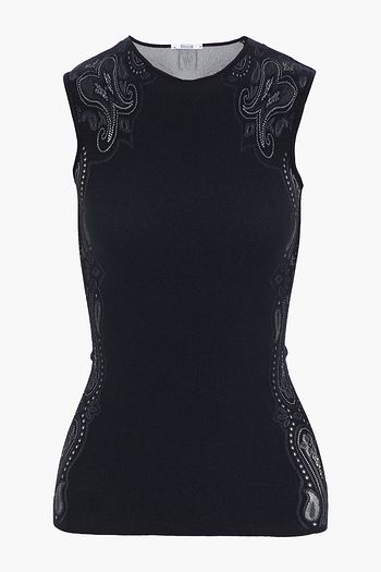 WOLFORD Om pointelle-knit stretch-jacquard tank