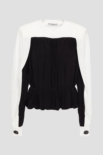 GIVENCHY Pleated two-tone silk crepe de chine top