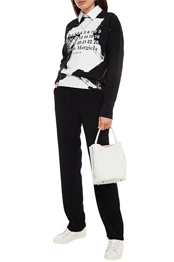 MAISON MARGIELA Pleated bead-embellished high-rise tapered jeans