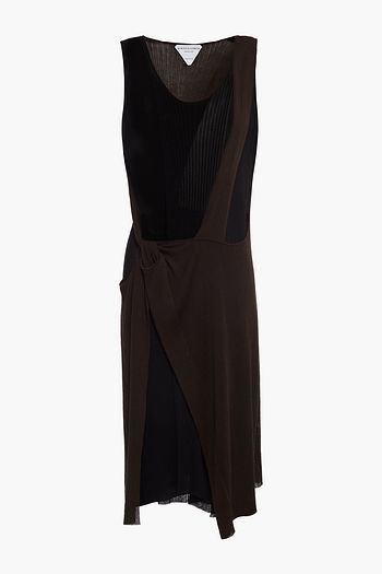 BOTTEGA VENETA Knotted cutout ribbed cotton and silk-blend dress