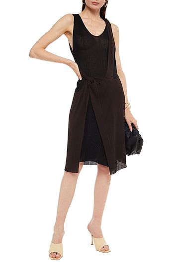BOTTEGA VENETA Knotted cutout ribbed cotton and silk-blend dress