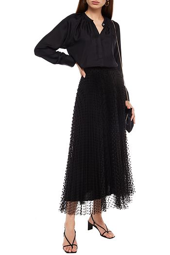 ZIMMERMANN Lucky pleated flocked tulle maxi skirt