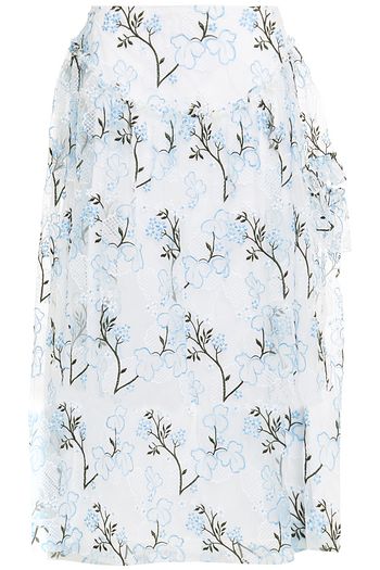 SIMONE ROCHA Embroidered ruffled organza midi skirt