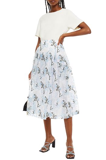 SIMONE ROCHA Embroidered ruffled organza midi skirt