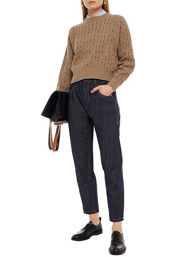 BRUNELLO CUCINELLI Pullover aus geripptem Kaschmir mit Pailletten