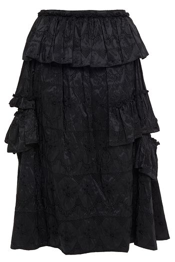 SIMONE ROCHA Cutout ruffled embroidered taffeta midi skirt