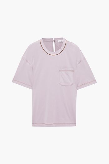 BRUNELLO CUCINELLI Bead-embellished cotton-jersey T-shirt