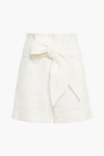 LE KASHA Belted linen shorts