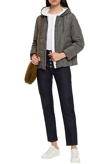 BRUNELLO CUCINELLI Daunenjacke aus gestepptem Shell mit Kapuze und Zierperlen