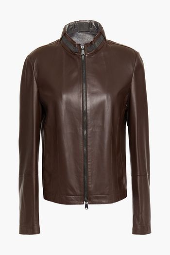BRUNELLO CUCINELLI Bead-embellished leather jacket