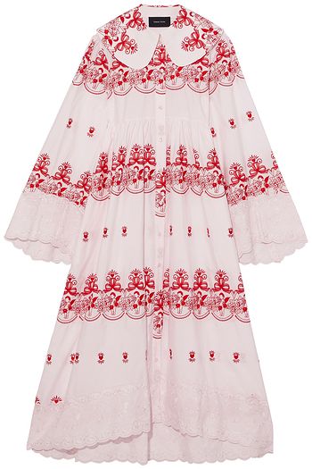 SIMONE ROCHA Embroidered cotton-poplin midi shirt dress