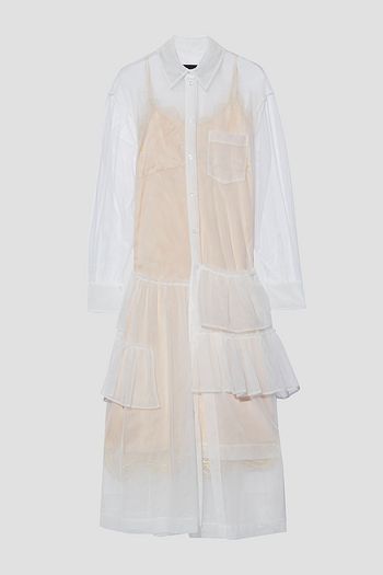SIMONE ROCHA Tiered ruffled tulle midi shirt dress