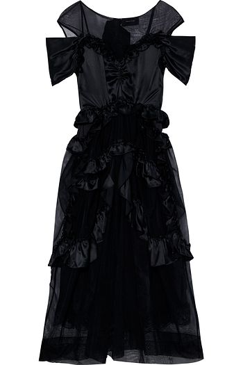 SIMONE ROCHA Paneled ruffled satin and tulle midi dress