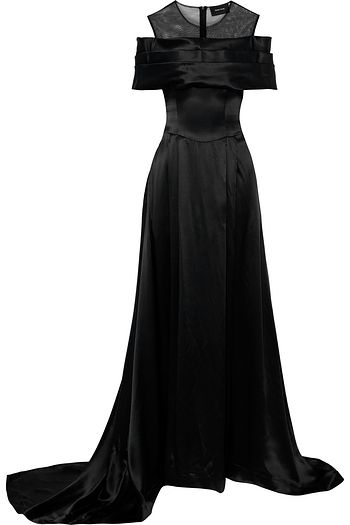 SIMONE ROCHA Cold-shoulder tulle-paneled silk-satin gown
