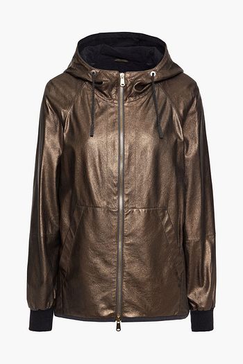 BRUNELLO CUCINELLI Metallic textured-leather hooded jacket