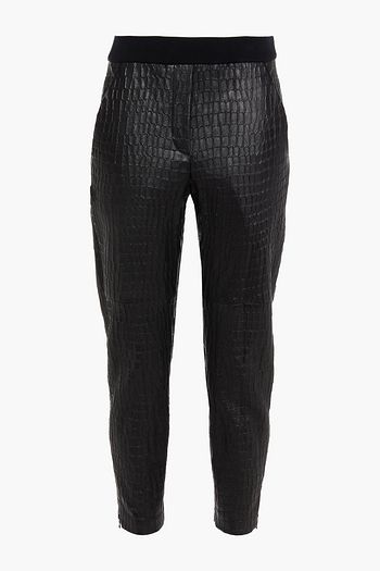 BRUNELLO CUCINELLI Cropped Leggings aus Leder mit Krokodileffekt