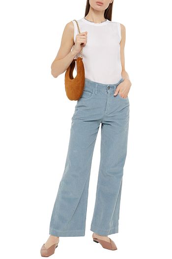 BRUNELLO CUCINELLI Hose mit weitem Bein aus Baumwollcord mit Zierperlen