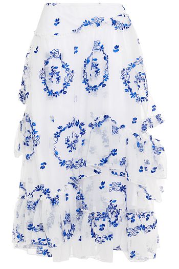 SIMONE ROCHA Embroidered gathered tulle midi skirt
